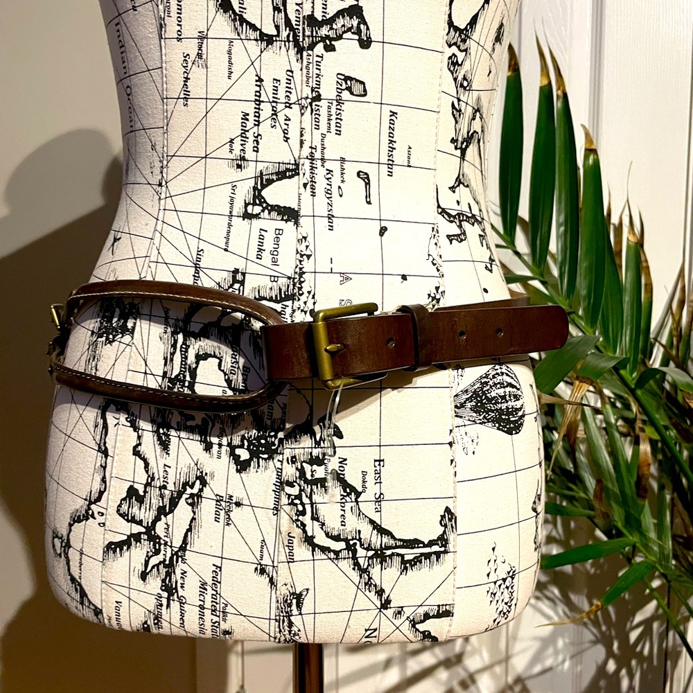 J. Crew Leather Loop Minimalist waist hip buckle straps western cottage boho